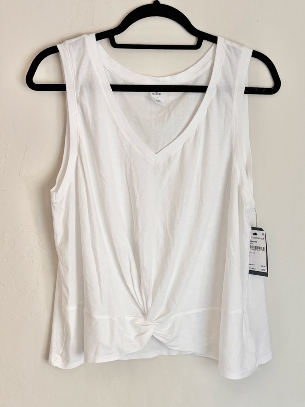 Melrose & Market Vneck Twist Front Lightweight Tank, White, Size XL, NWT